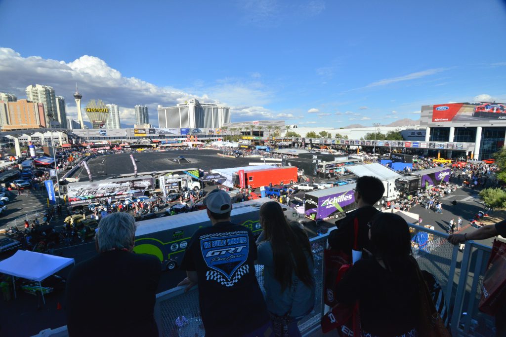 Crowds outside watch driving demonstrations